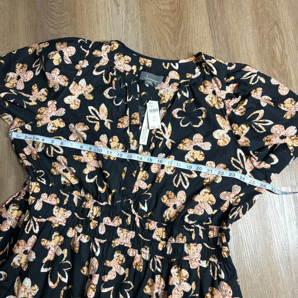 NWT Anthropologie Somerset Mini Dress plus size 3X black neutral floral print - Picture 8 of 10